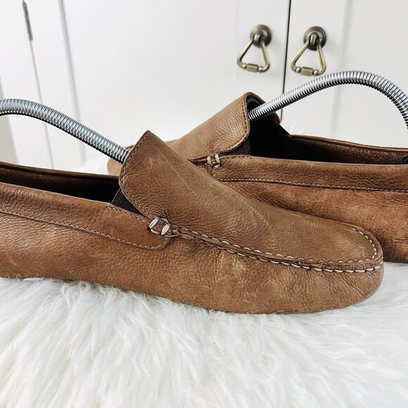 Rockport Brown Pebbled Brazilian Leather Slip on Loafers Driving Shoes Mens Sz 9 - Picture 4 of 8